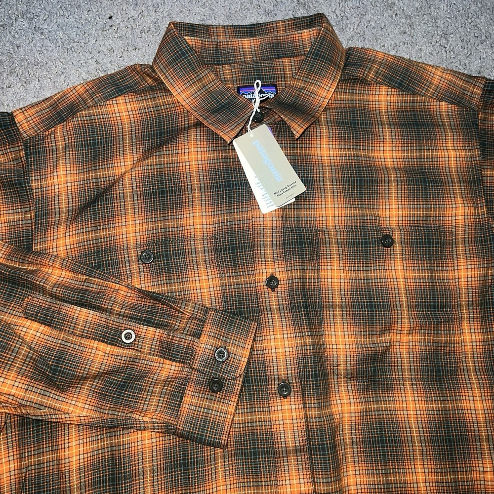 NWT Patagonia Pima Cotton Flannel Long Sleeve Shirt Mens Medium Desert Orange